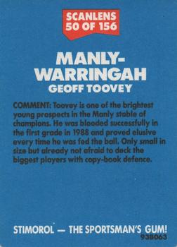1989 Scanlens #50 Geoff Toovey Back